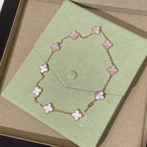 Van Cleef & Arpels Vintage Alhambra 10 Motifs Pink Mother-of-Pearl Necklace