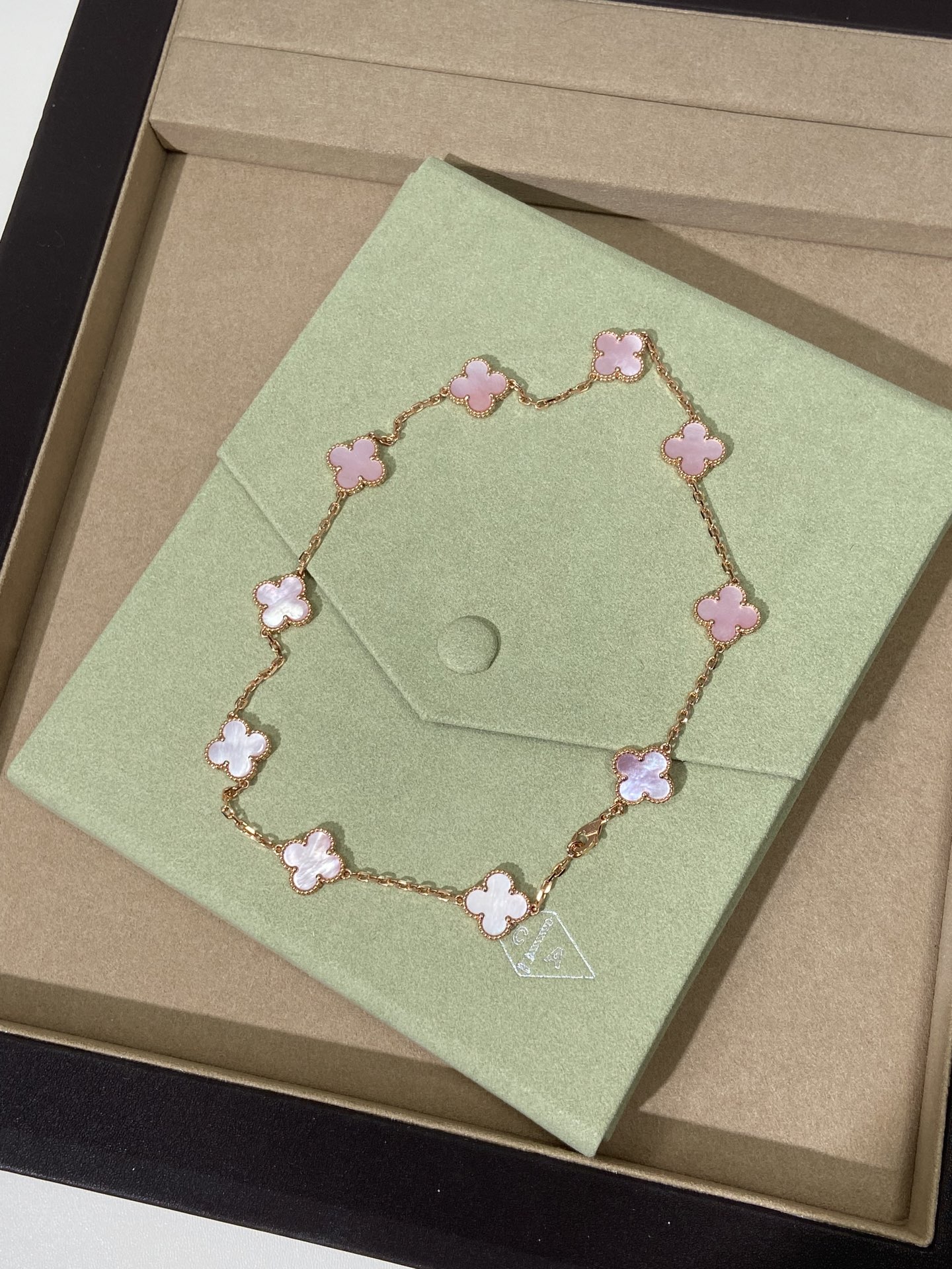 Van Cleef & Arpels Vintage Alhambra 10 Motifs Pink Mother-of-Pearl Necklace
