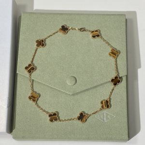 Van Cleef & Arpels Vintage Alhambra 10 Motifs Tiger's Eye Necklace