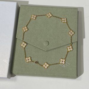 Van Cleef & Arpels Vintage Alhambra 10 Motifs Full Pavé Diamond Necklace