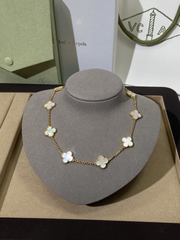 Luxury Inspired Jewelry Vintage Alhambra 10 Motifs Mother-of-Pearl Necklace - Image 7