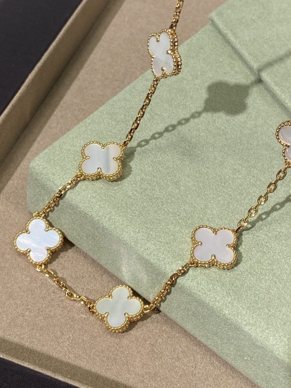 Luxury Inspired Jewelry Vintage Alhambra 10 Motifs Mother-of-Pearl Necklace - Image 5