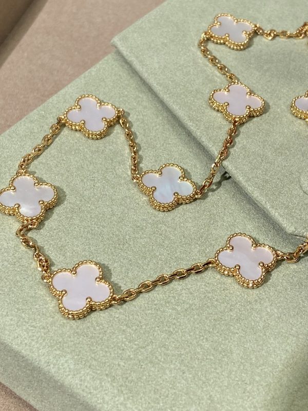 Luxury Inspired Jewelry Vintage Alhambra 10 Motifs Mother-of-Pearl Necklace - Image 6