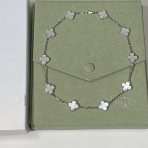 Van Cleef & Arpels Vintage Alhambra 10 Motifs Mother-of-Pearl Necklace (Silver Tone)
