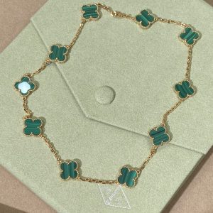 Van Cleef & Arpels Vintage Alhambra 10 Motifs Malachite Necklace