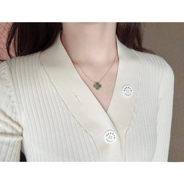 Luxury Inspired Jewelry Vintage Alhambra Grey Mother-of-Pearl Necklace - Image 7