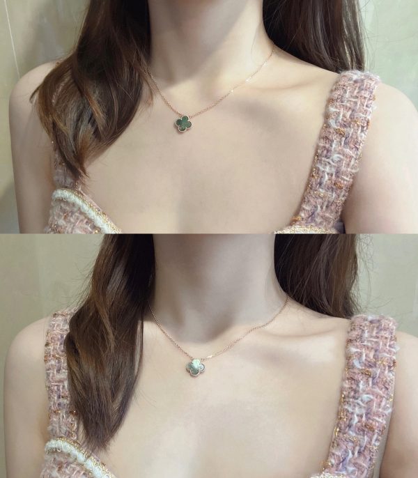 Luxury Inspired Jewelry Vintage Alhambra Grey Mother-of-Pearl Necklace - Image 8