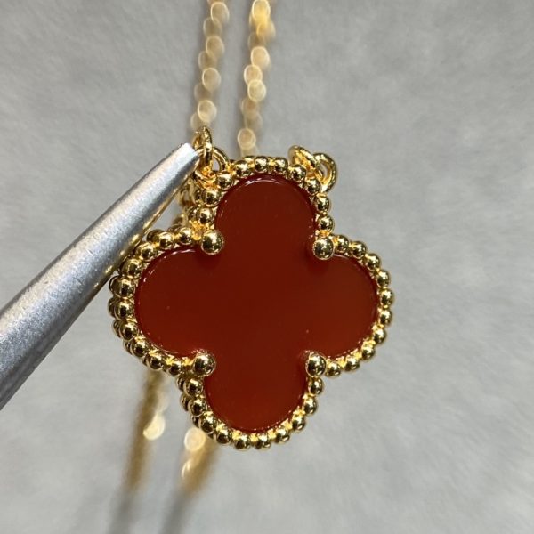 Luxury Inspired Jewelry Vintage Alhambra Carnelian Clover Necklace - Image 3