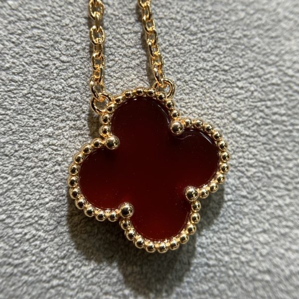 Luxury Inspired Jewelry Vintage Alhambra Carnelian Clover Necklace - Image 4