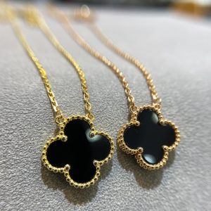 Van Cleef & Arpels Vintage Alhambra Onyx Clover Necklace