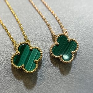 Van Cleef & Arpels Vintage Alhambra Malachite Clover Necklace