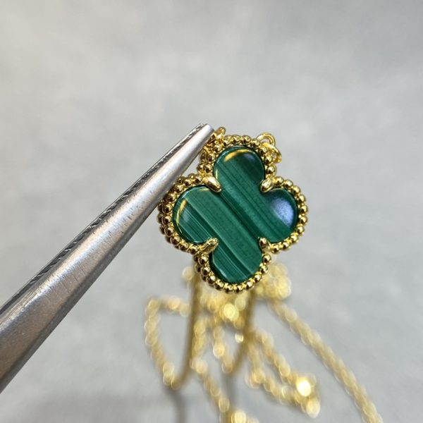 Luxury Inspired Jewelry Vintage Alhambra Malachite Clover Necklace - Image 2
