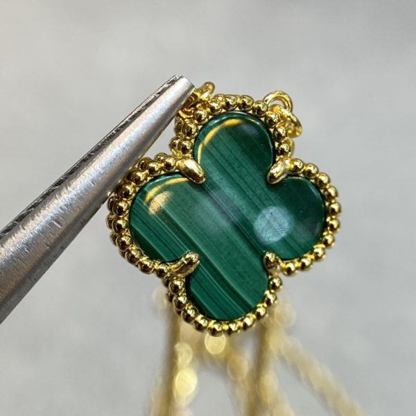 Luxury Inspired Jewelry Vintage Alhambra Malachite Clover Necklace - Image 3