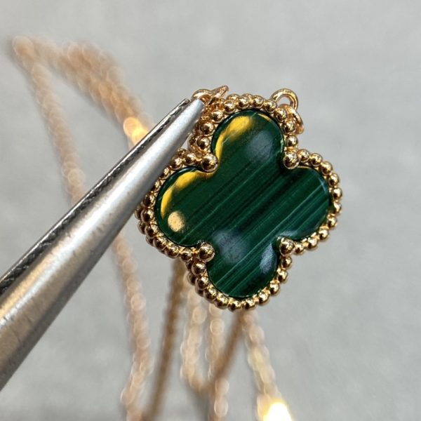 Luxury Inspired Jewelry Vintage Alhambra Malachite Clover Necklace - Image 4