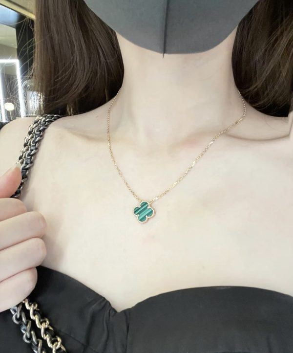 Luxury Inspired Jewelry Vintage Alhambra Malachite Clover Necklace - Image 6