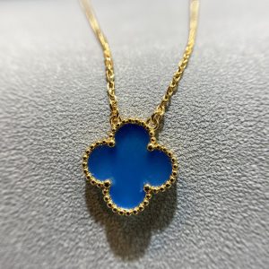 Van Cleef & Arpels Vintage Alhambra Blue Chalcedony Clover Necklace