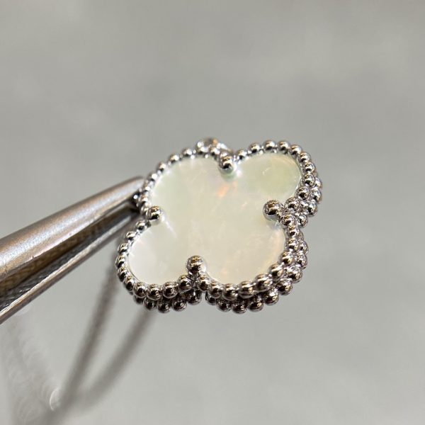 Luxury Inspired Jewelry Vintage Alhambra Mother-of-Pearl Clover Necklace (Silver Tone) - Image 4