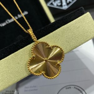 Van Cleef & Arpels Vintage Alhambra Large Guilloché Clover Necklace