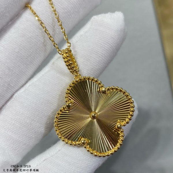 Luxury Inspired Jewelry Vintage Alhambra Large Guilloché Clover Necklace - Image 2