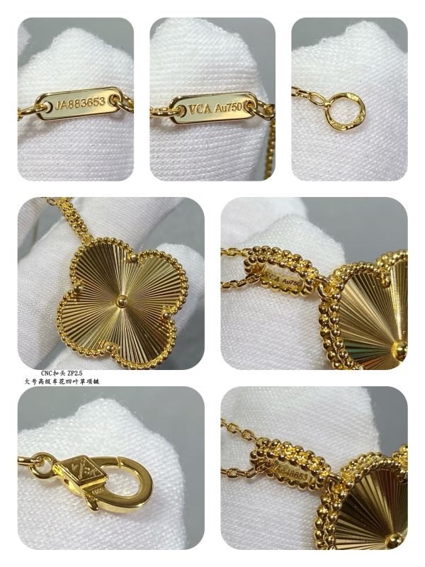 Luxury Inspired Jewelry Vintage Alhambra Large Guilloché Clover Necklace - Image 5
