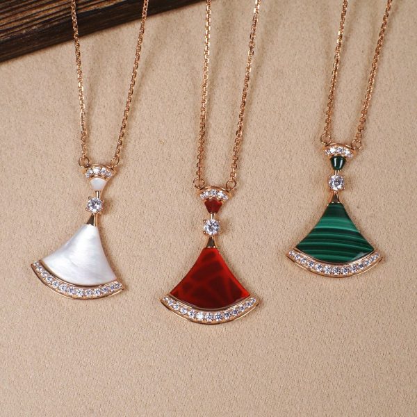Divas' Dream Small Fan Pendant Necklace Collection (Premium Craftsmanship, 3 Colors) - Image 2