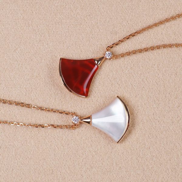 Divas' Dream Small Fan Pendant Necklace (Premium Craftsmanship, Thick Gold Plated, 2 Colors) - Image 3