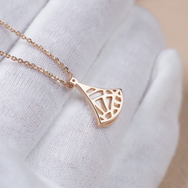 Divas' Dream Small Fan Pendant Necklace (Premium Craftsmanship, Thick Gold Plated, 2 Colors) - Image 7