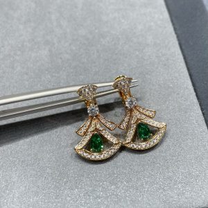 Divas' Dream Green Fan Earrings (Premium Craftsmanship)