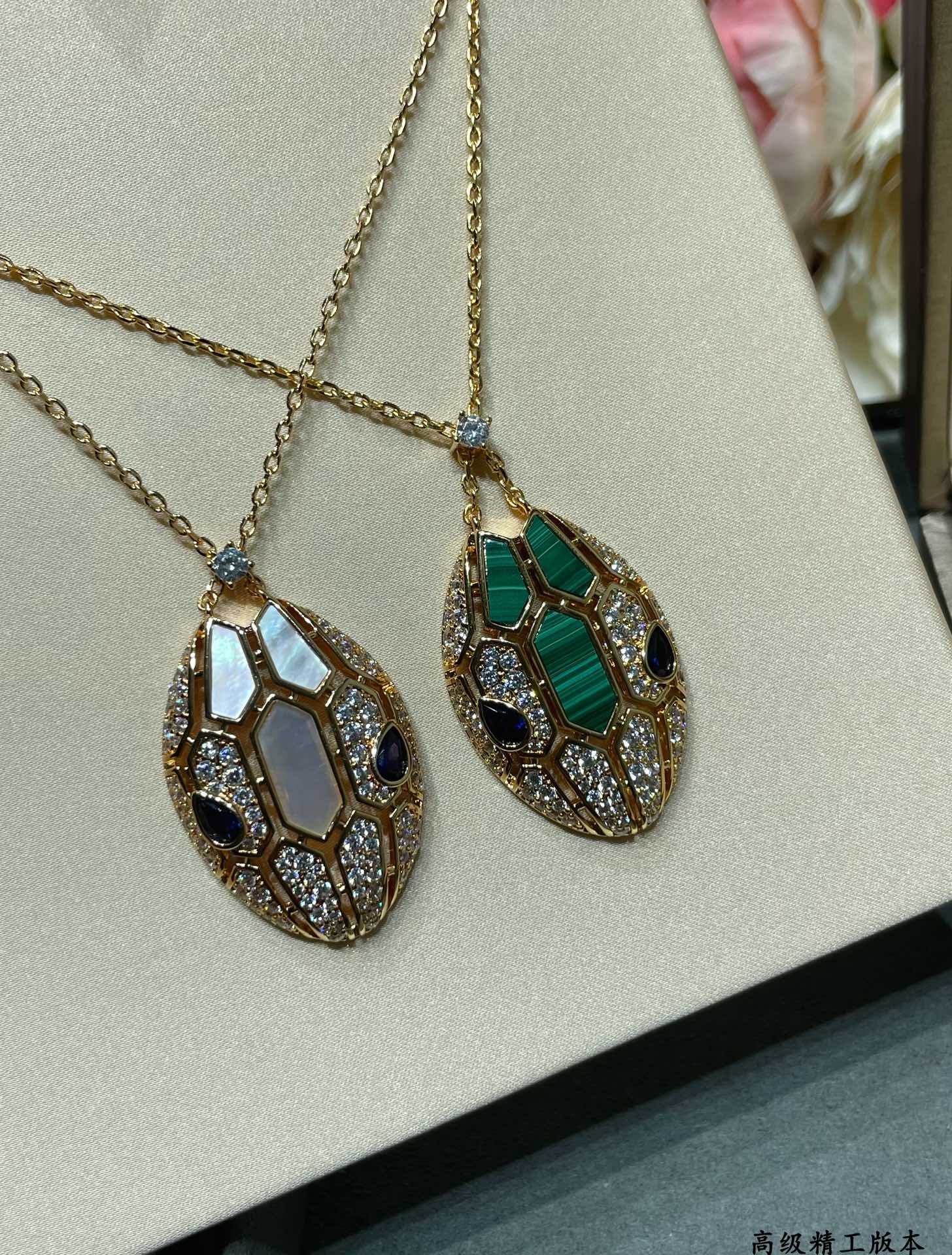 Serpenti Necklace Collection (Premium V-Gold, Mother-of-Pearl & Malachite)