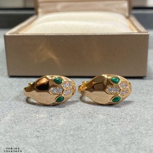 Serpenti Malachite Snake Head Stud Earrings