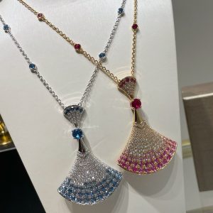 Divas' Dream Large Gradient Fan Pendant Necklace (Premium V-Gold Plated, 2 Colors)