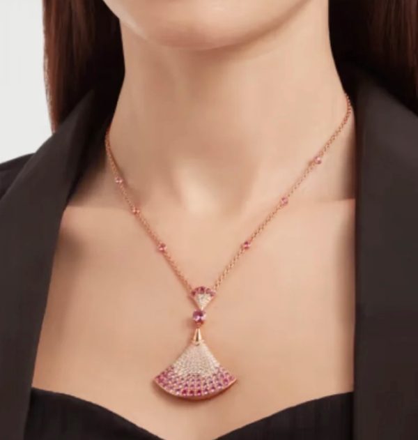 Divas' Dream Large Gradient Fan Pendant Necklace (Premium V-Gold Plated, 2 Colors) - Image 6