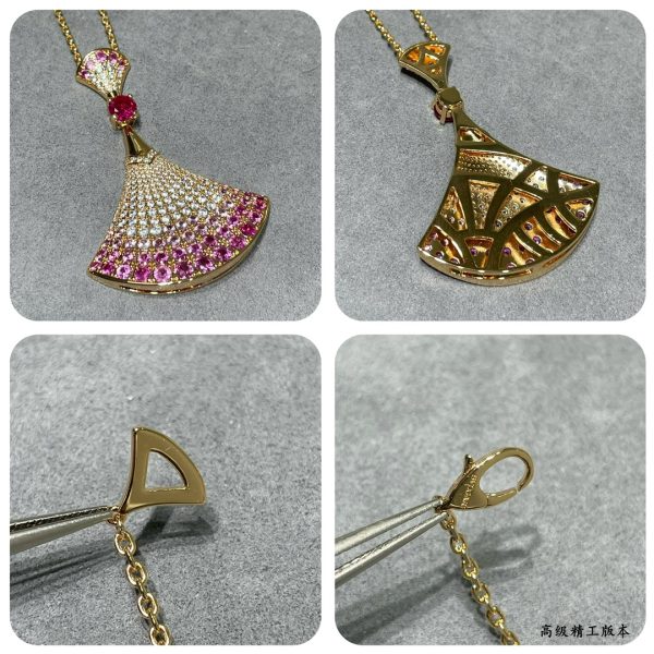 Divas' Dream Large Gradient Fan Pendant Necklace (Premium V-Gold Plated, 2 Colors) - Image 5