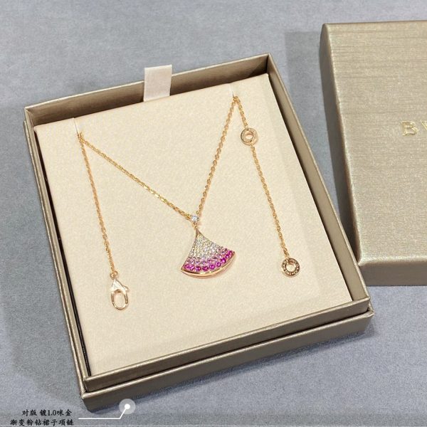 Divas' Dream Pink Gradient Fan Pendant Necklace - Image 2