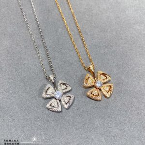 Fiorever Full Crystal Flower Pendant Necklace (2 Finishes)