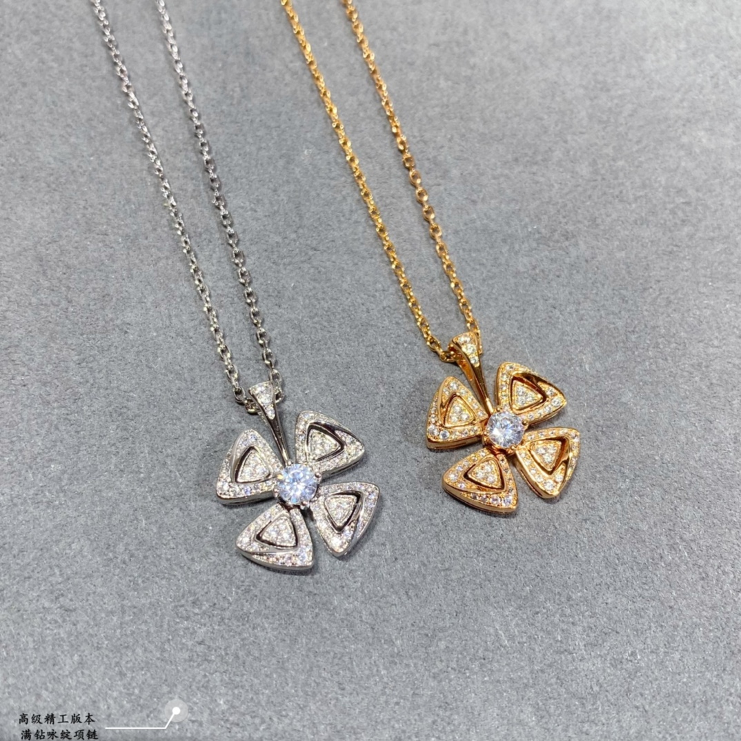 Fiorever Full Crystal Flower Pendant Necklace (2 Finishes)