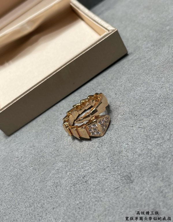 Coiled Serpent Jewelry Serpenti Viper Wide Single-Coil Crystal Snake Ring - Image 4