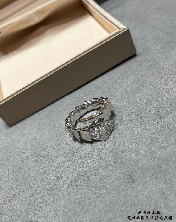 Coiled Serpent Jewelry Serpenti Viper Wide Single-Coil Crystal Snake Ring - Image 3