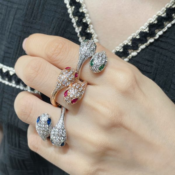 Coiled Serpent Jewelry Serpenti Full Crystal Snake Ring - Image 6