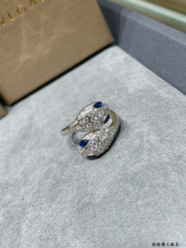 Coiled Serpent Jewelry Serpenti Full Crystal Snake Ring - Image 2