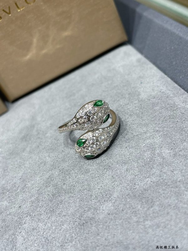 Coiled Serpent Jewelry Serpenti Full Crystal Snake Ring - Image 4