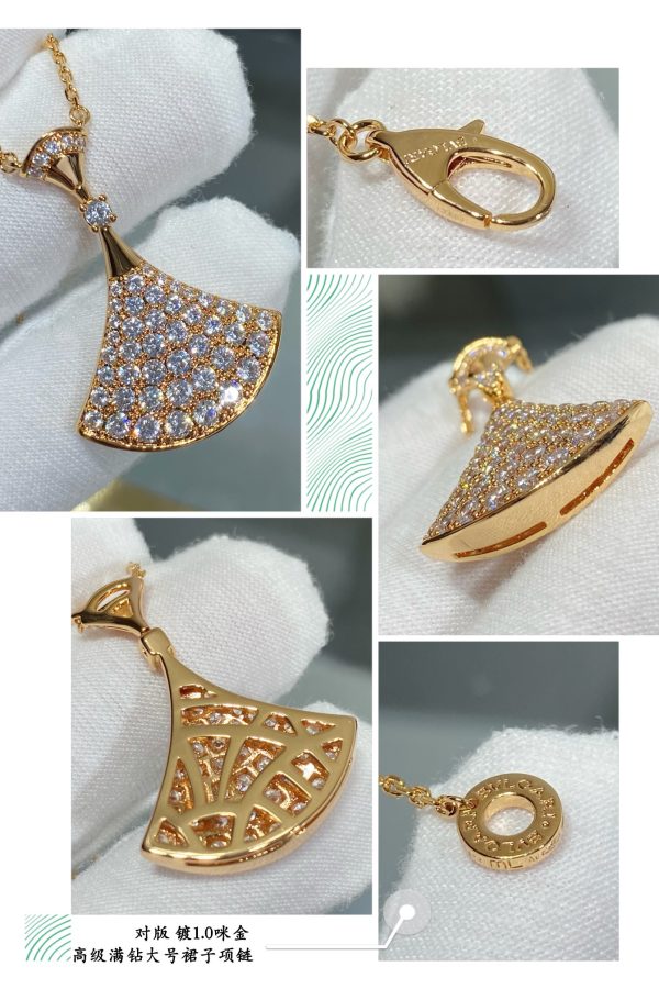 Divas' Dream Large Full Crystal Fan Pendant Necklace (Premium Craftsmanship, 3 Finishes) - Image 6