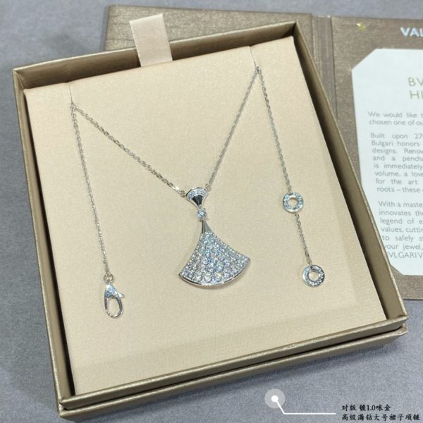 Divas' Dream Large Full Crystal Fan Pendant Necklace (Premium Craftsmanship, 3 Finishes) - Image 5