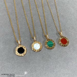 Italian Luxury Jewelry Double-Sided Gemstone Disc Pendant Necklace (Premium Craftsmanship, 4 Variations)
