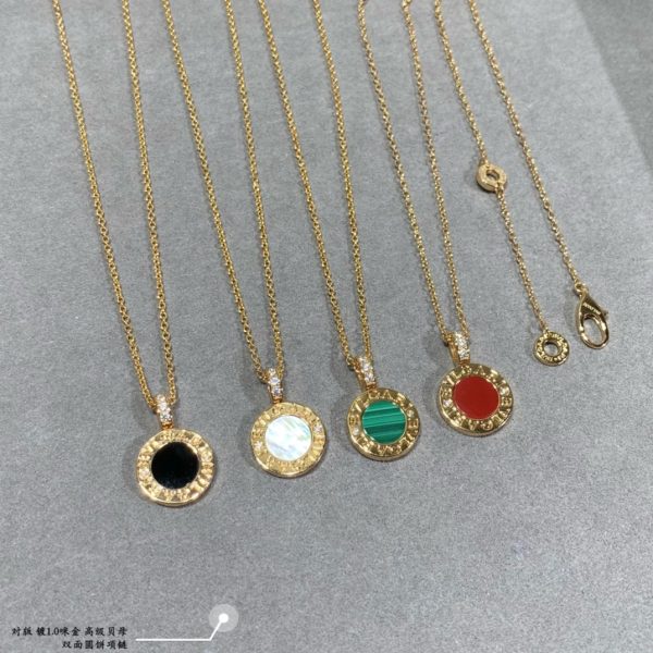 Italian Luxury Jewelry Double-Sided Gemstone Disc Pendant Necklace (Premium Craftsmanship, 4 Variations) - Image 2