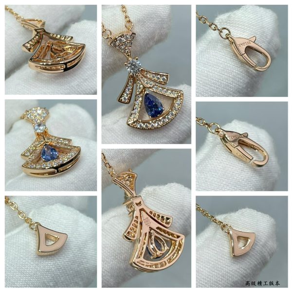 Italian Luxury Jewelry Divas' Dream Openwork Fan Pendant Necklace (Premium Craftsmanship, 3 Gemstone Variations) - Image 5