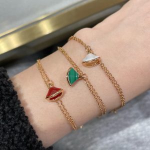 Italian Luxury Jewelry Divas' Dream Small Fan Charm Bracelet (Premium Craftsmanship, 3 Gemstone Variations)