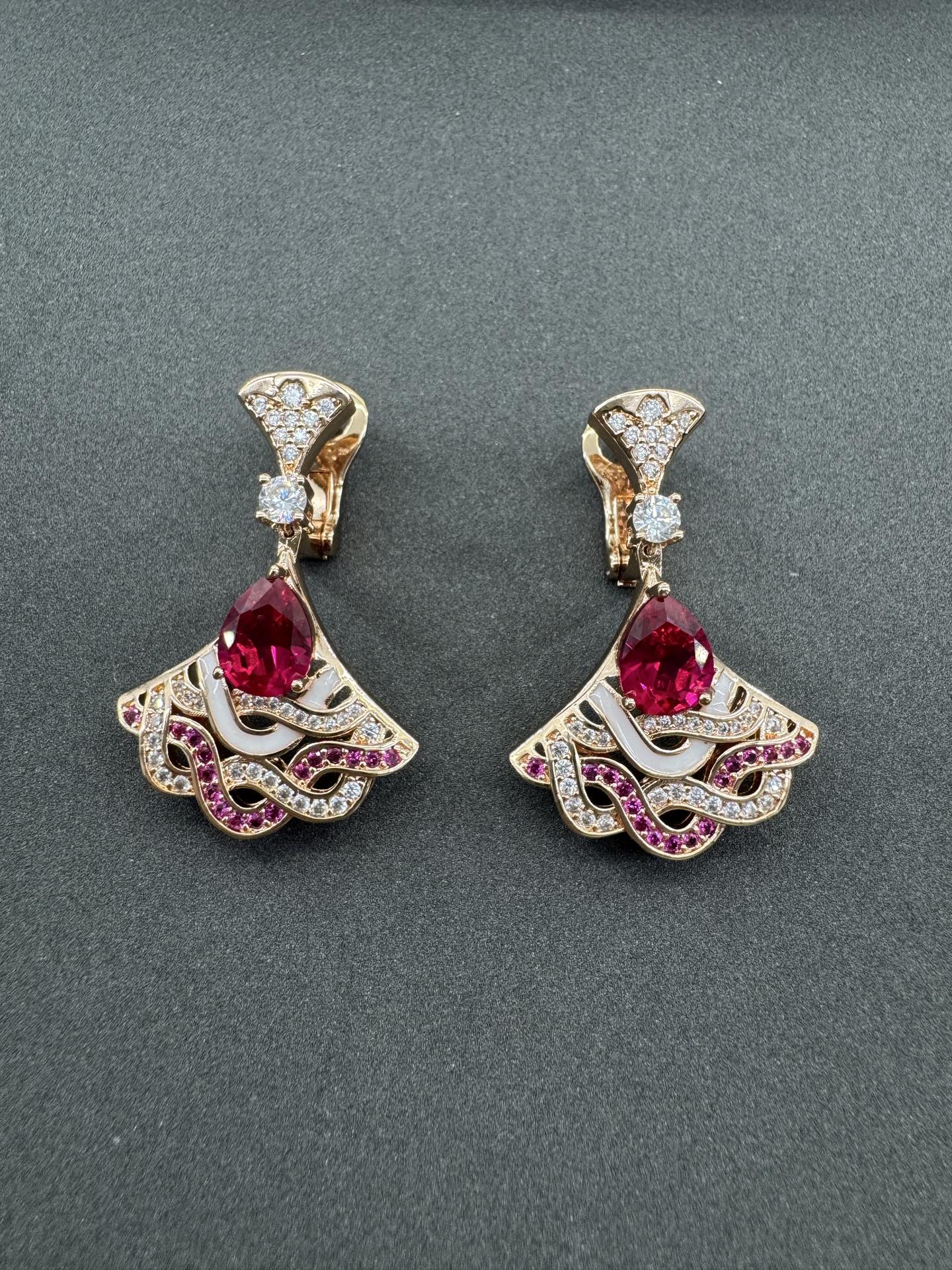 Italian Luxury Jewelry Divas' Dream Fan Drop Earrings Collection (Premium Craftsmanship, Multiple Variations)