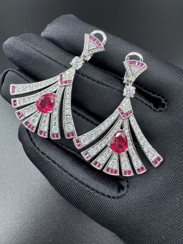 Italian Luxury Jewelry Divas' Dream Fan Drop Earrings Collection (Premium Craftsmanship, Multiple Variations) - Image 3