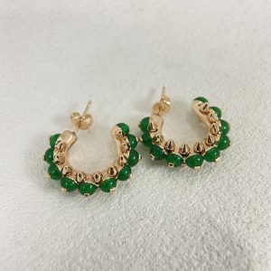 Love Style Jewelry Green Agate Hoop Earrings (Premium Craftsmanship)